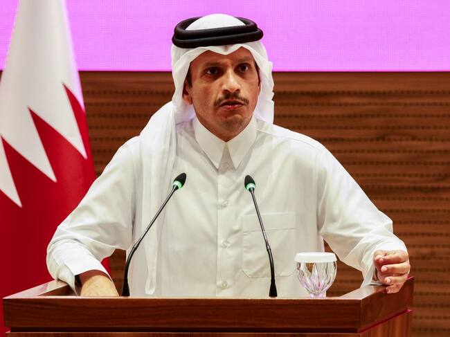 Qatar's Prime Minister and Foreign Minister Mohammed bin Abdulrahman al-Thani addresses a press conference following Israeli strikes in Doha on September 9, 2025. Following the attack, world leaders, including the US President, sharply criticised Israel for targeting of the Palestinian Hamas movement leaders in Qatar, a Western ally which has hosted multiple rounds of Gaza ceasefire talks. (Photo by Karim JAAFAR / AFP)