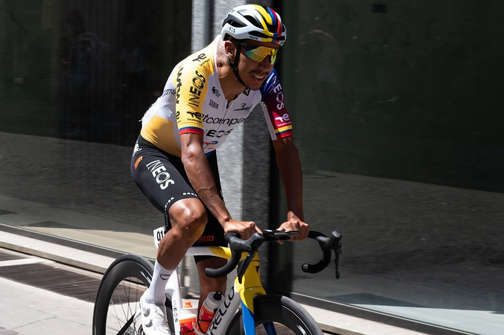 Egan Bernal of the INEOS Grenadiers Cycling Team at the start of the 13th stage of the Giro d'Italia 2026 in Alessandria, Italy, on May 22, 2026. (Photo by Silvia Colombo/NurPhoto via Getty Images)