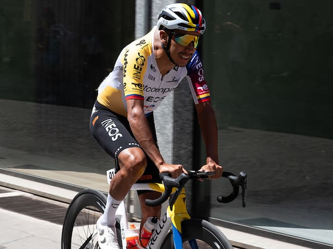 Egan Bernal of the INEOS Grenadiers Cycling Team at the start of the 13th stage of the Giro d'Italia 2026 in Alessandria, Italy, on May 22, 2026. (Photo by Silvia Colombo/NurPhoto via Getty Images)