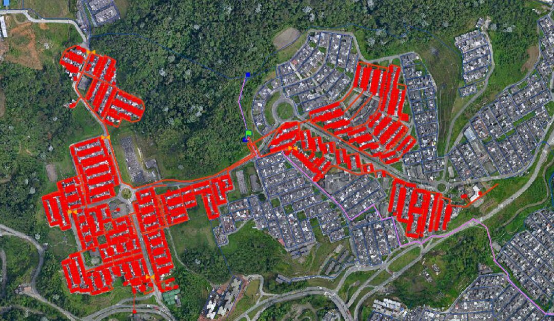 Sector de la suspensión del servicio de agua potable.