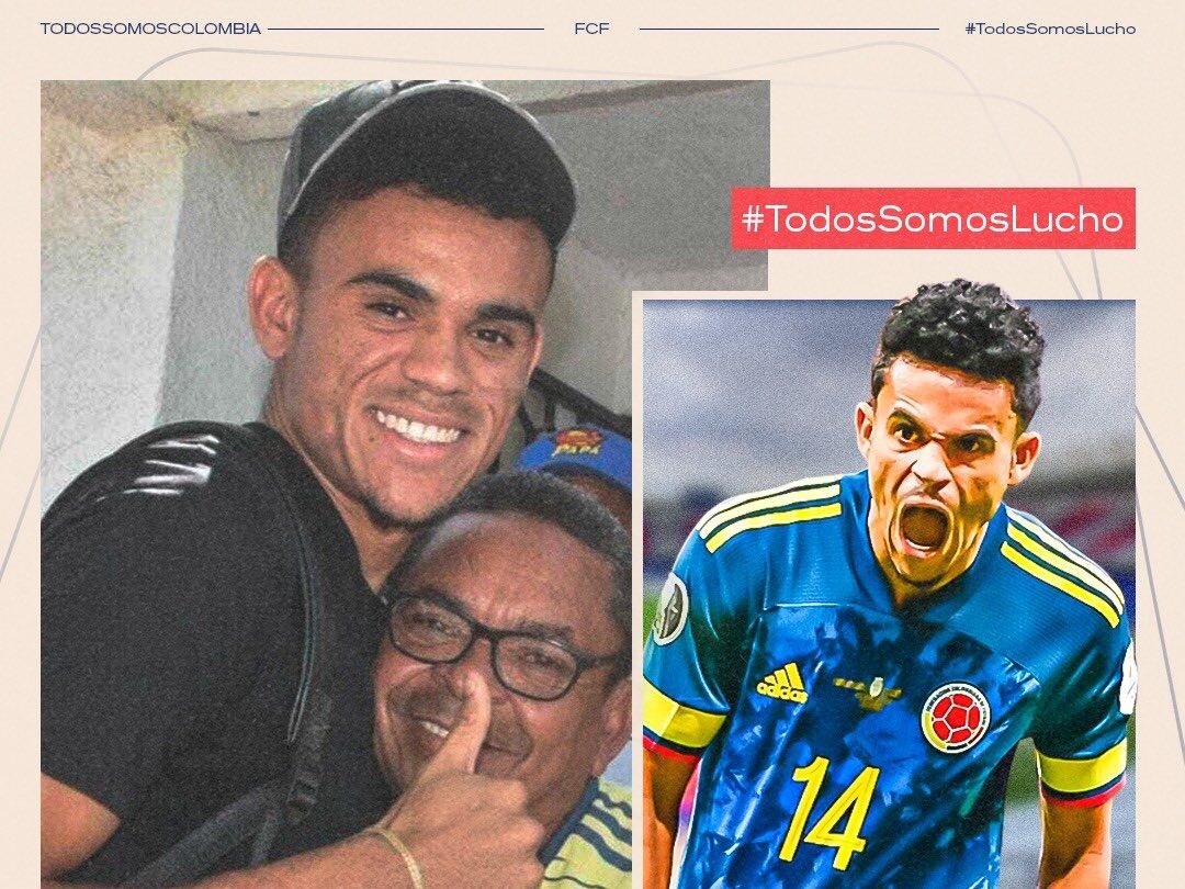 Luis Díaz y su padre Luis Manuel Díaz / Twitter: @FCFSeleccionCol