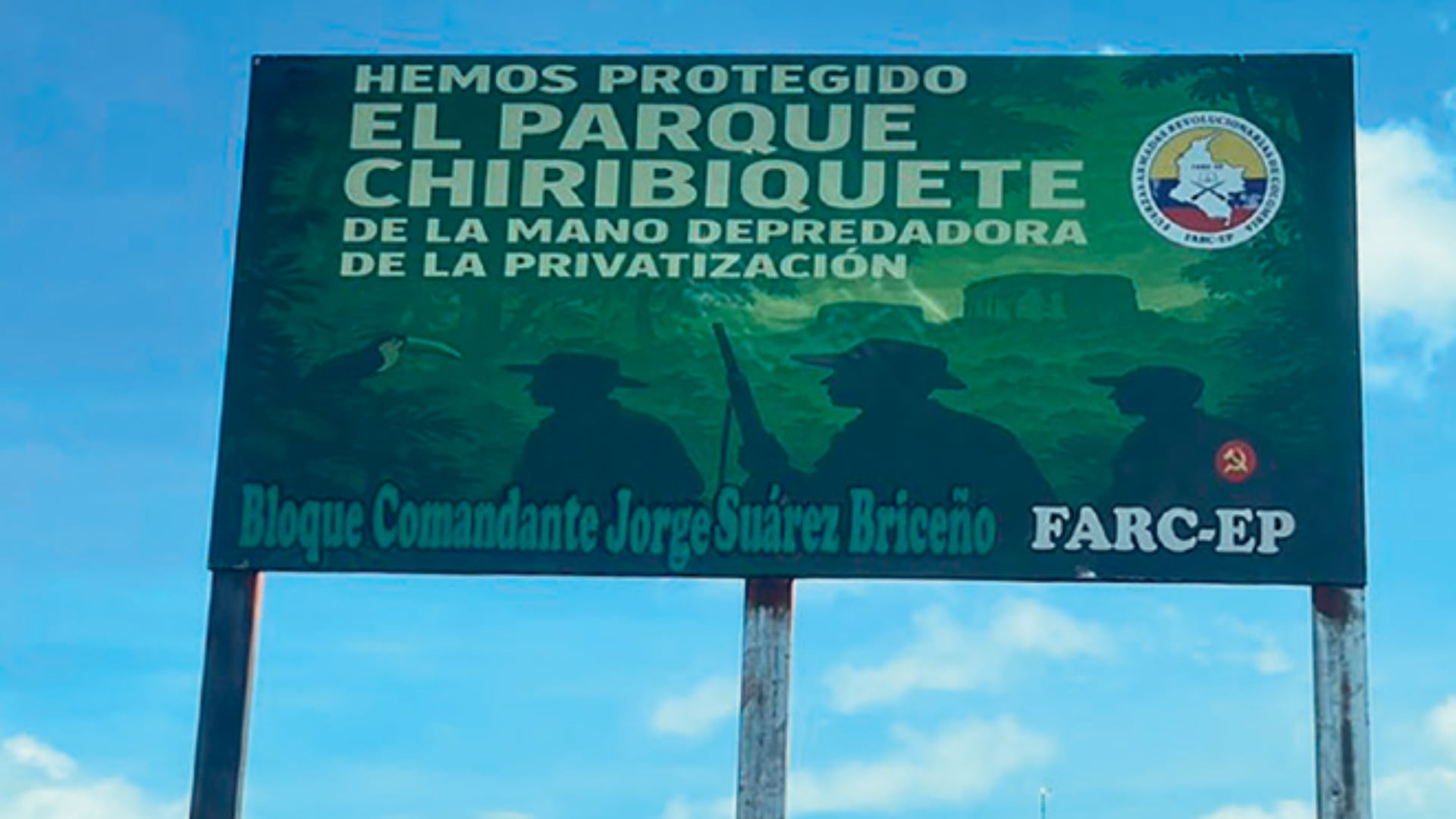 Valla instalada en el Parque Nacional Serranía de Chiribiquete. | Foto: Fundación para la Conservación y el Desarrollo Sostenible (FCDS)