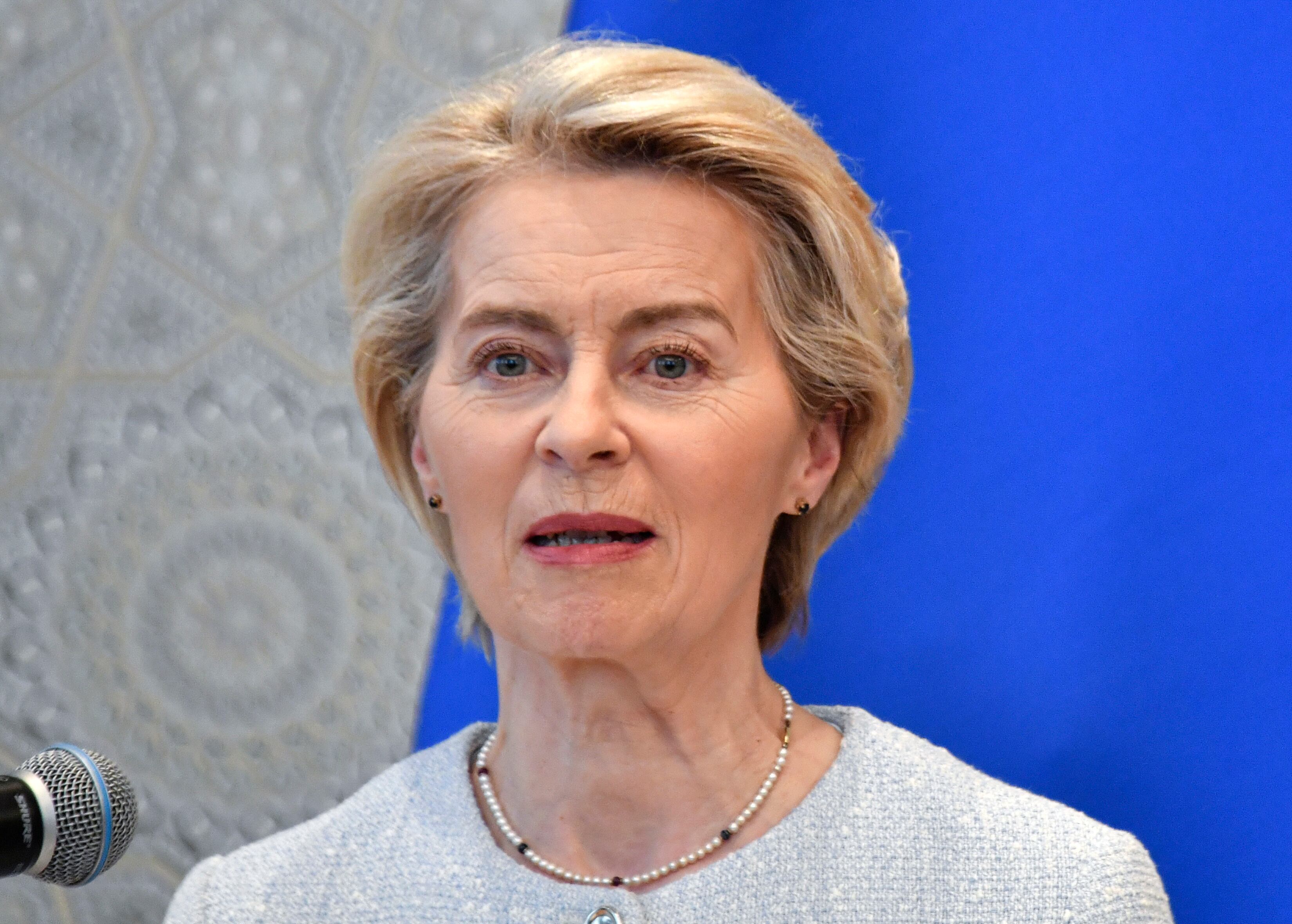 SAMARKAND (Uzbekistan), 04/04/2025.- European Commission President Ursula von der Leyen addresses a press conference as part of the EU-Central Asia summit in Samarkand, Uzbekistan, 04 April 2025. The first summit between leaders of the EU and five countries of Central Asia was held in Samarkand from 03 to 04 April. EFE/EPA/STRINGER