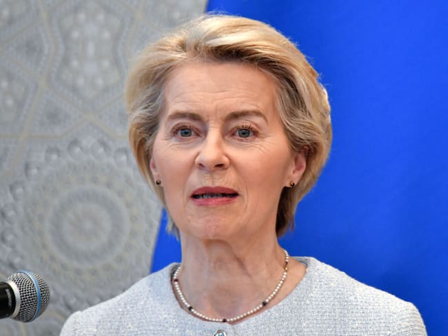 SAMARKAND (Uzbekistan), 04/04/2025.- European Commission President Ursula von der Leyen addresses a press conference as part of the EU-Central Asia summit in Samarkand, Uzbekistan, 04 April 2025. The first summit between leaders of the EU and five countries of Central Asia was held in Samarkand from 03 to 04 April. EFE/EPA/STRINGER