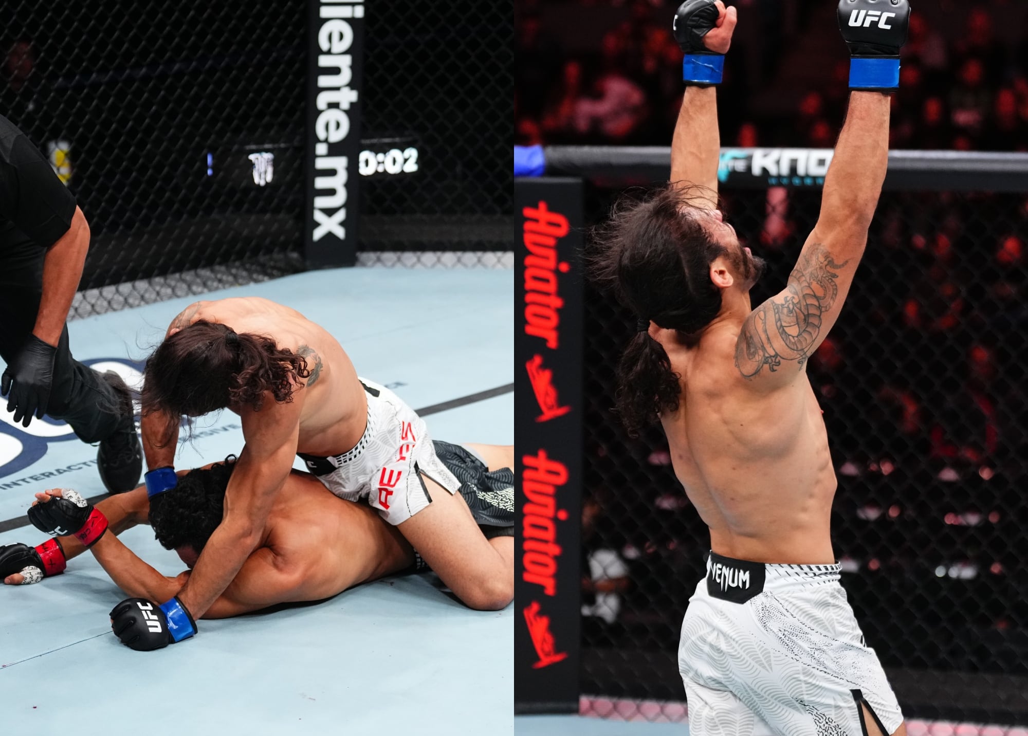 Javier Reyes derrotando al brasileño Douglas Silva en UFC. Fotos: Getty Images.
