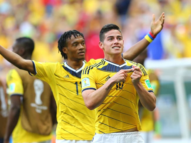Juan Cuadrado y James Rodríguez en el Mundial 2014 / Getty Images