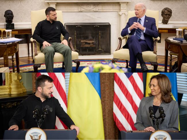 Presidente de Ucrania, Volodimir Zelenski, se reúne con presidente Joe Biden y vicepresidenta Kamala Harris.