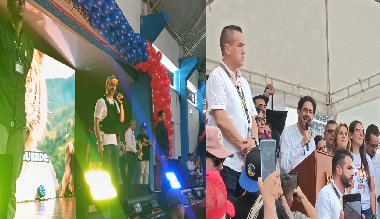 Abelardo de la Espriella e Iván Cepeda cuando visitaron en campaña la ciudad de Armenia. Fotos Adrián Trejos