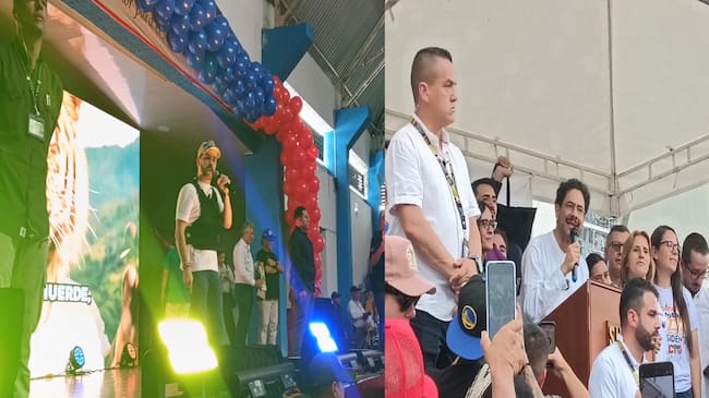 Abelardo de la Espriella e Iván Cepeda cuando visitaron en campaña la ciudad de Armenia. Fotos Adrián Trejos