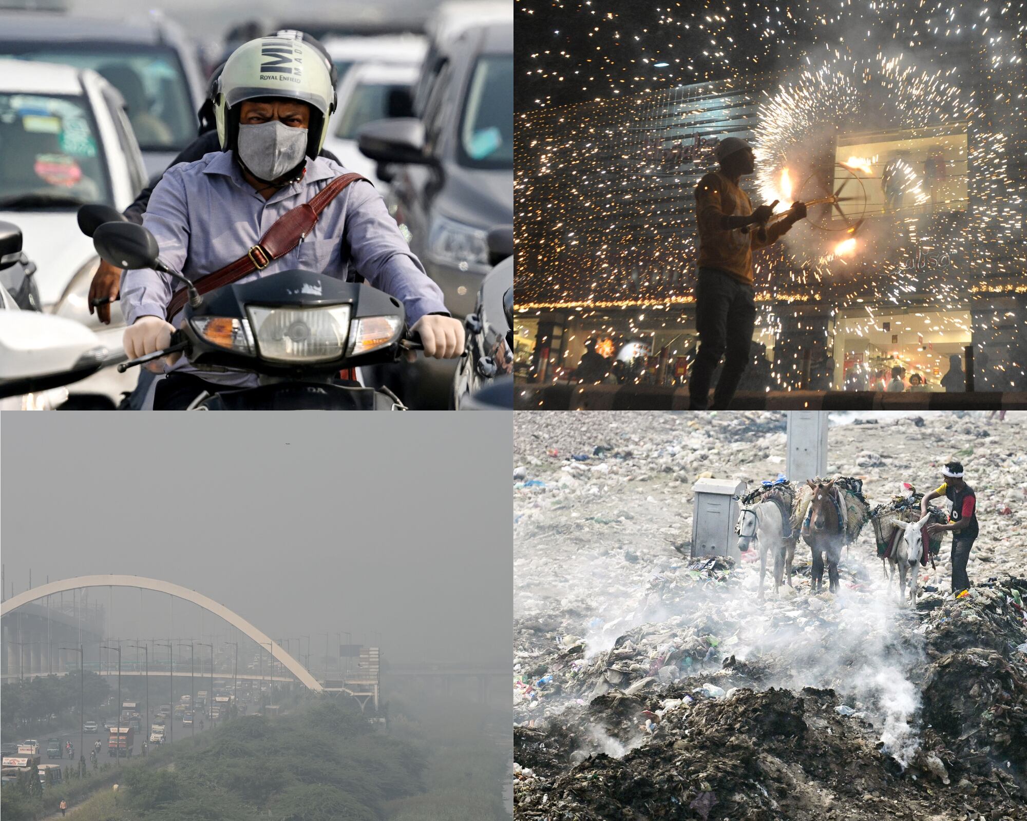 La suma de quema de cultivos, uso de combustibles fósiles y lanzamiento de pirotecnia ha creado una nube tóxica en la capital.
(Foto: Caracol Radio / Getty )