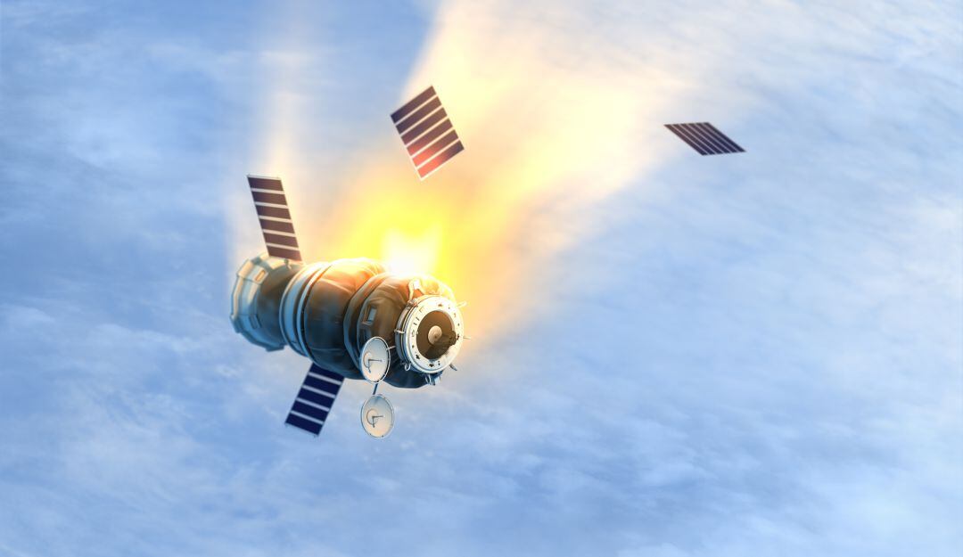 Satélite cayendo a la tierra.