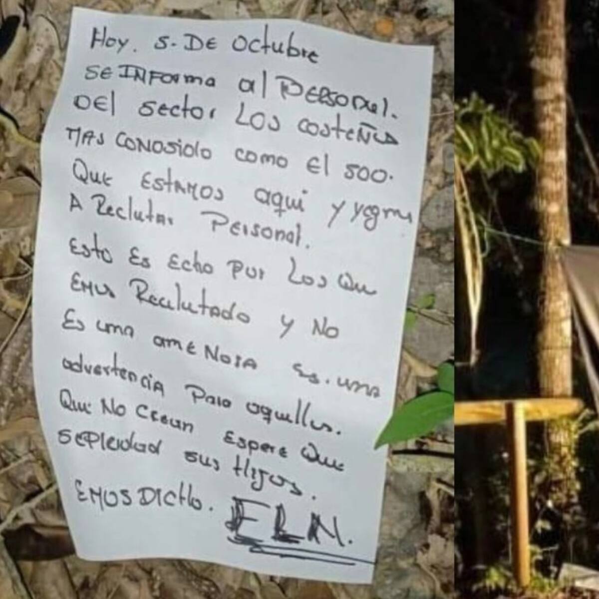 Investigan la presencia de bandera y panfleto alusivo al ELN en Barrancabermeja