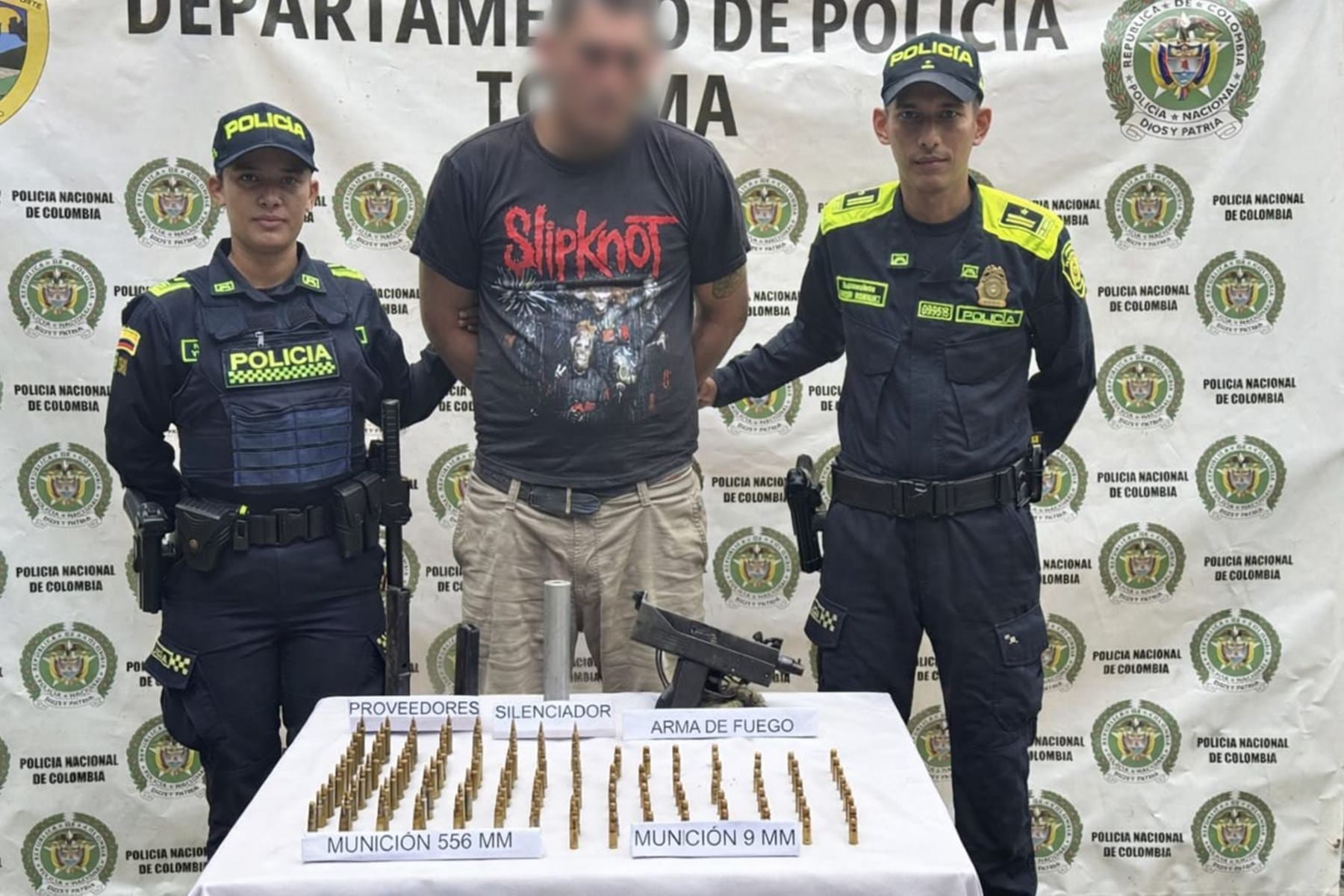 Capturado con Mini Uzi en el Tolima