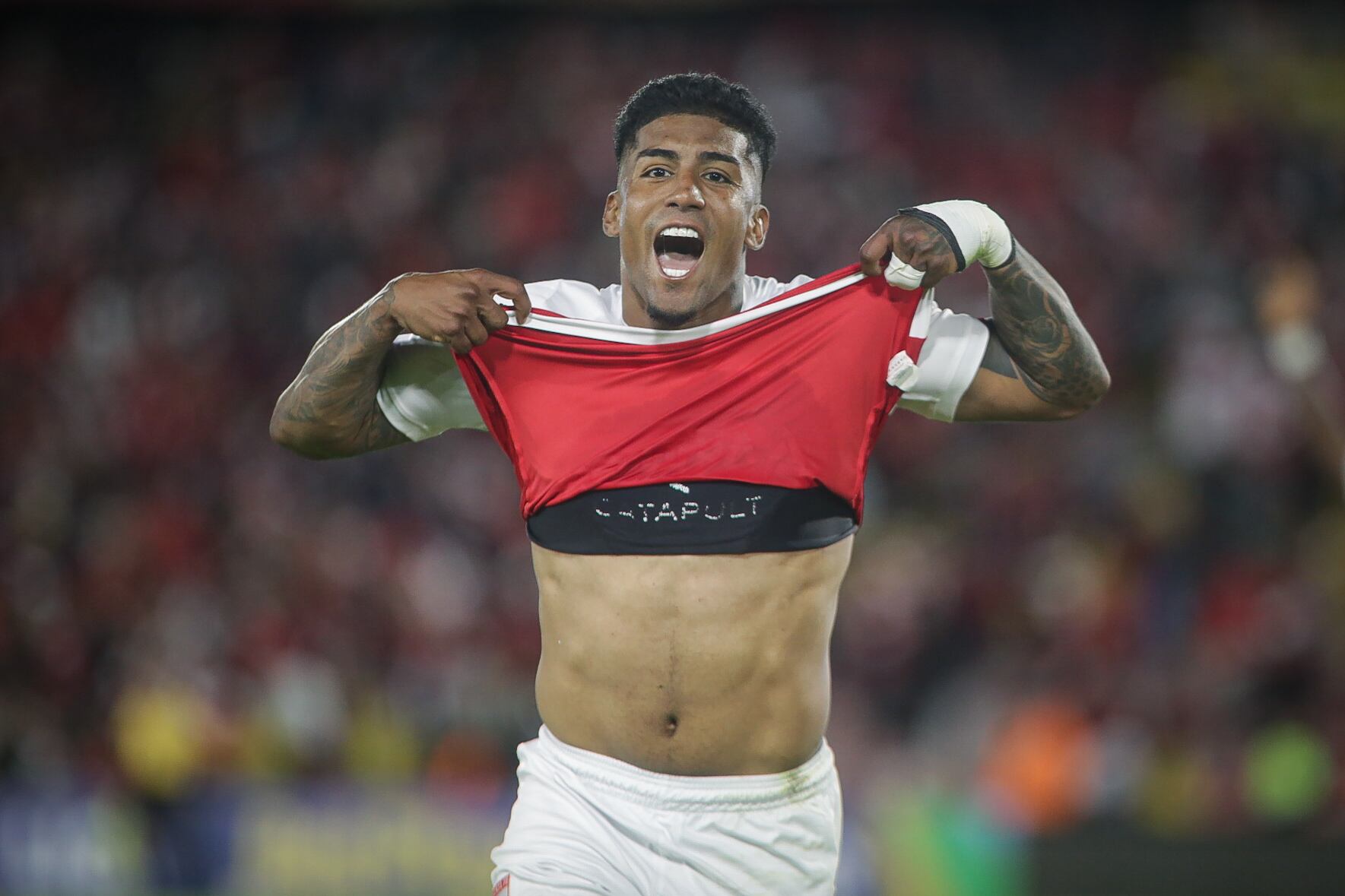 Harold Mosquera, delantero de Independiente Santa Fe. (Colprensa - Cristian Bayona).