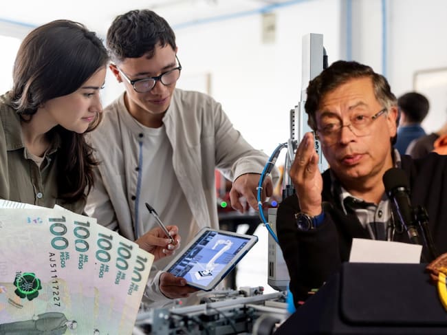 Imágenes de referencia de clase, dinero Colombia y presidente Gustavo Petro. Fotos: Getty Images / (Colprensa - Catalina Olaya)