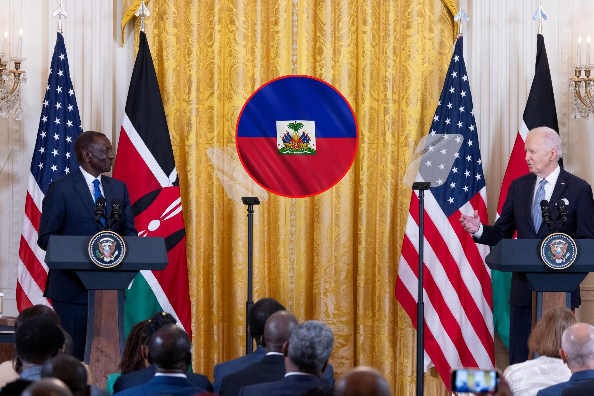 Presidente de Kenia,  William Ruto, y presidente de EE.UU., Joe Biden. Estados Unidos aseguró hoy que no aportará soldados para apoyar la misión multinacional de seguridad que se enviará a Haití