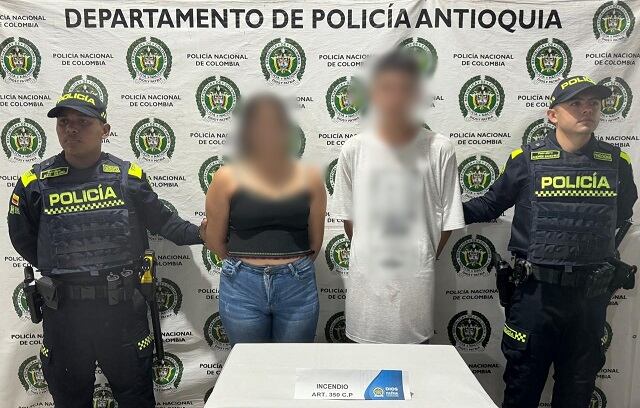 Capturados por generar un incendio- foto policía Antioquia