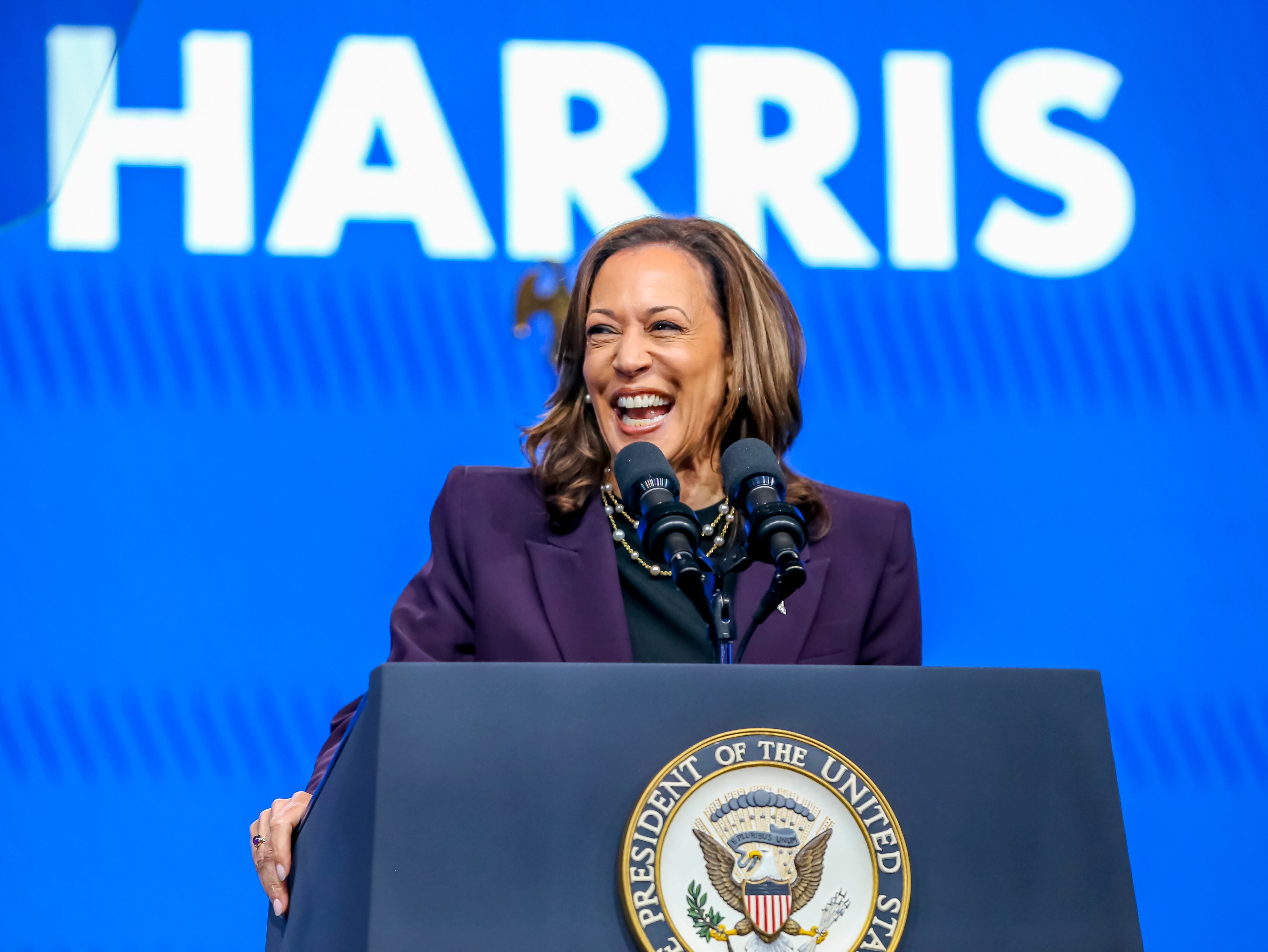 La Vicepresidenta de los Estados Unidos Kamala Harris obtuvo los respaldos necesarios para convertirse en la candidata presidencial del partido demócrata. 
EFE/LESLIE PLAZA JOHNSON