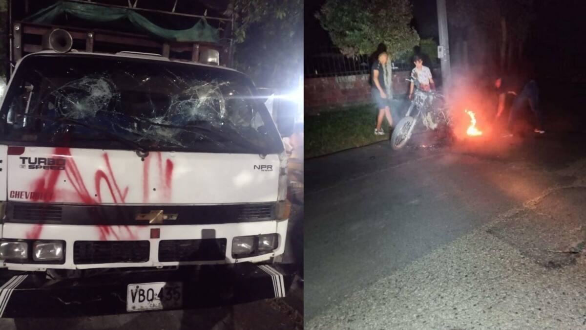 Paro armado en Cúcuta: Motocicletas incineradas y vehículos pintados