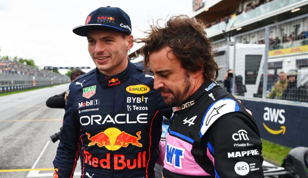 Max Verstappen y Fernando Alonso en la clasificación del GP de Canadá