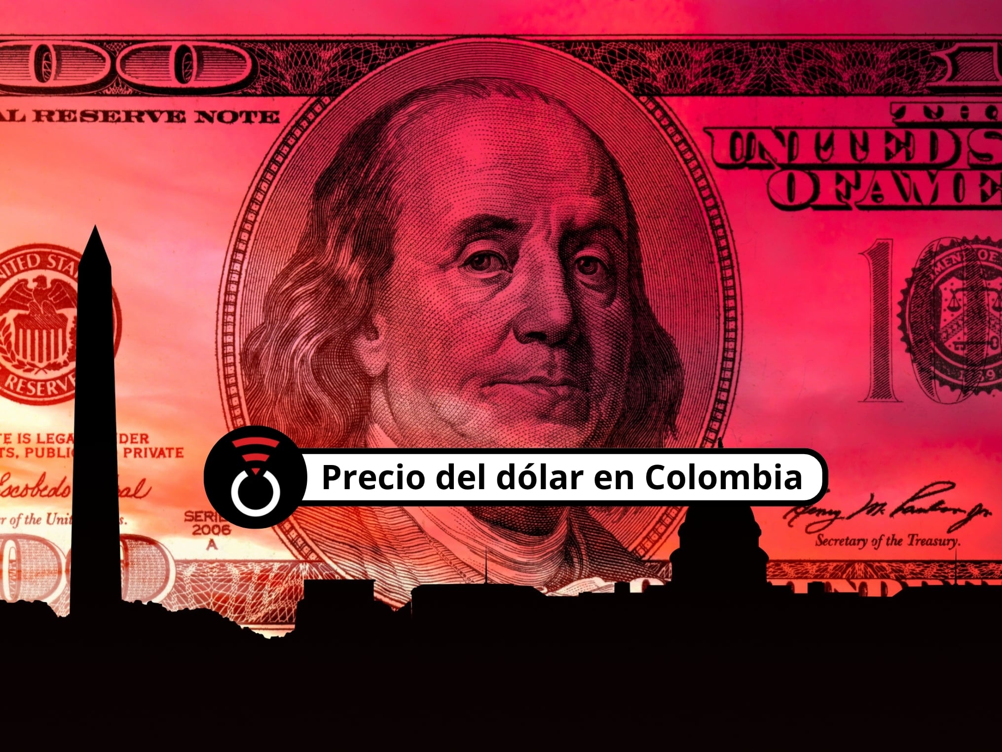 De fondo: Imagen translúcida del billete de 100 dólares norteamericanos sobre un atardecer (Crédito: Getty Images)