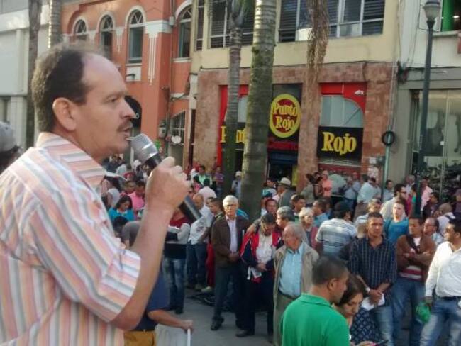 Centrales obreras protestan en el centro de Manizales como apoyo al paro camionero