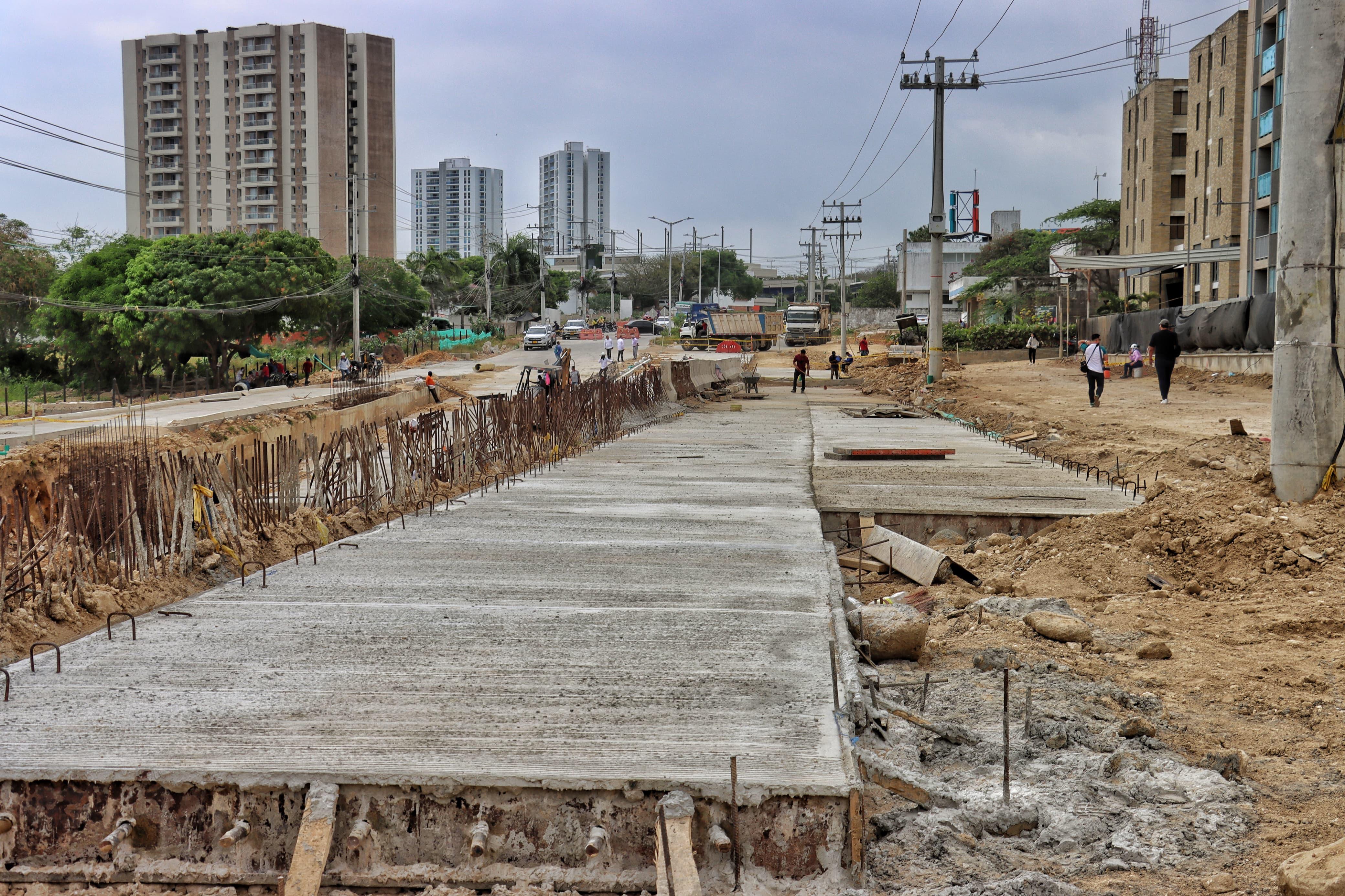 Obras en La Gran Vía: Foto: Gobernación del Atlántico.