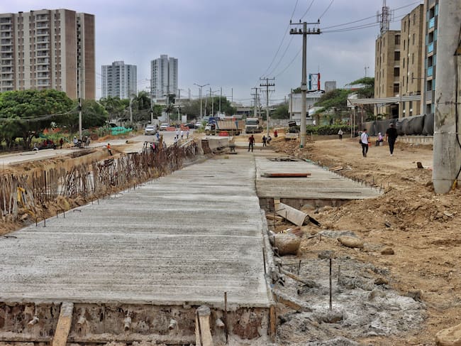 Obras en La Gran Vía: Foto: Gobernación del Atlántico.