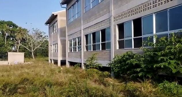 La maleza ha empezado a hacer de las suyas en las aulas que deben ser entregadas. Foto/Cortesía Andrés Felipe Rojas