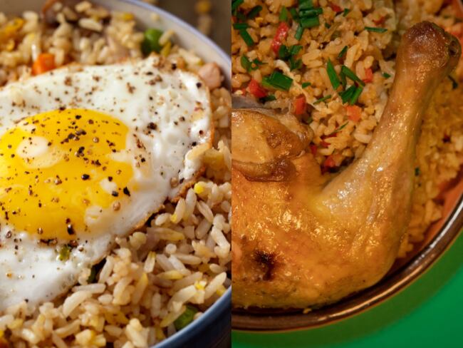 Arroz con pollo, arroz con huevo, imágenes de referencia (Getty Images).
