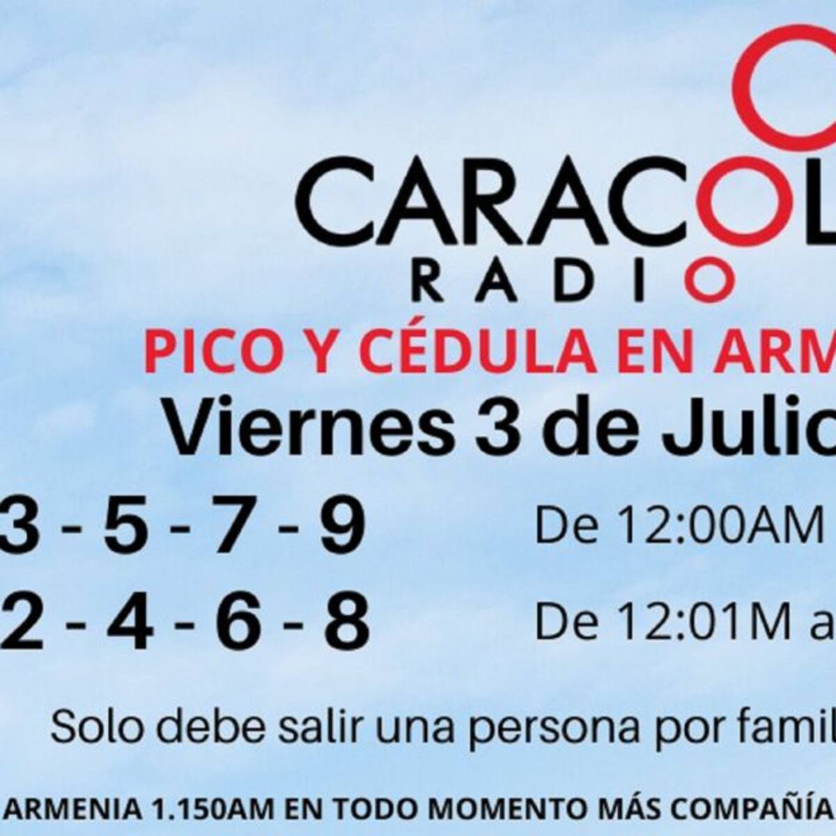 Armenia: Pico y cédula para hoy viernes 3 de julio, día sin IVA