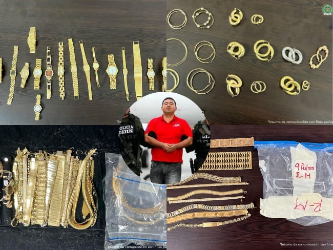 Joyas incautadas a alias 'El Gatico'