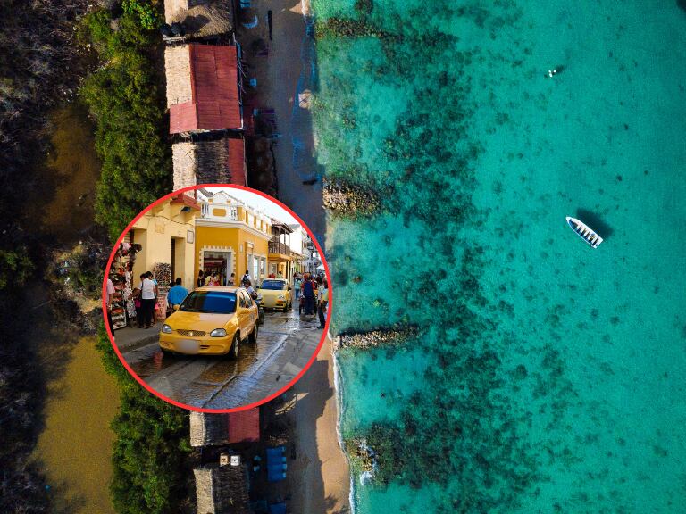 Península de Barú, en Cartagena / Calles de la ciudad con un taxi en la mitad (Getty Images)