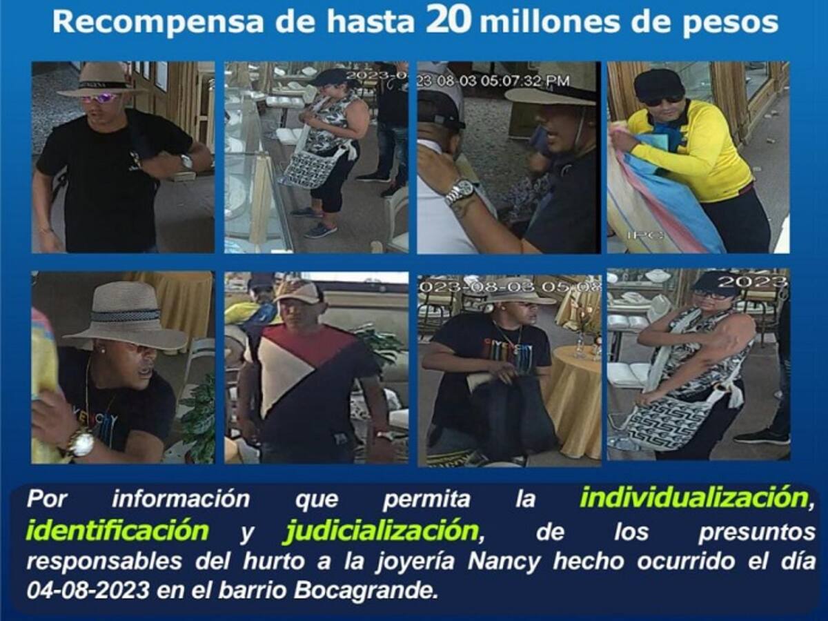 Ofrecen $20 millones por información de responsables de hurto a joyería en Cartagena