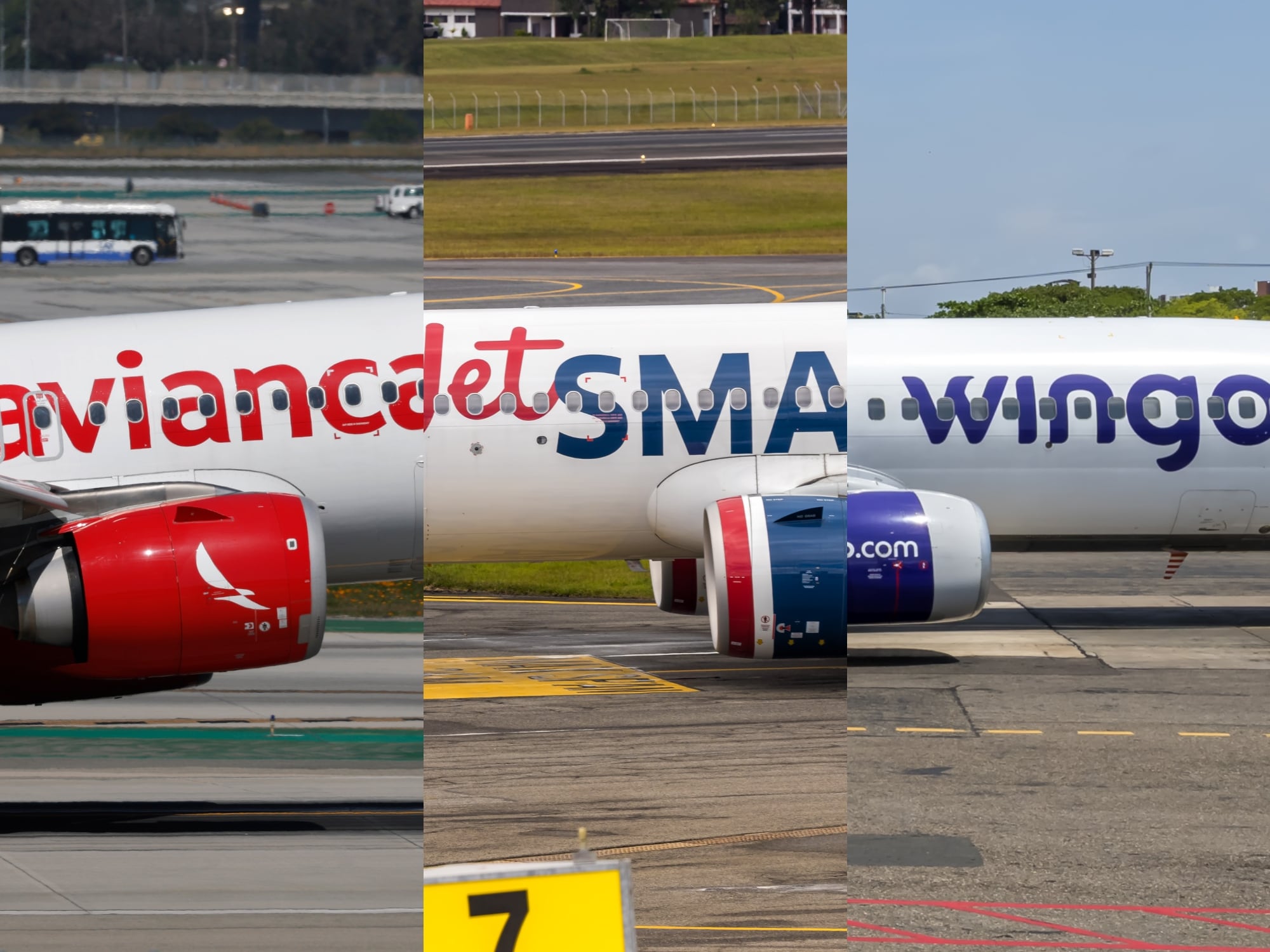 Avianca, JetSMART y Wingo. Fotos: Colprensa.