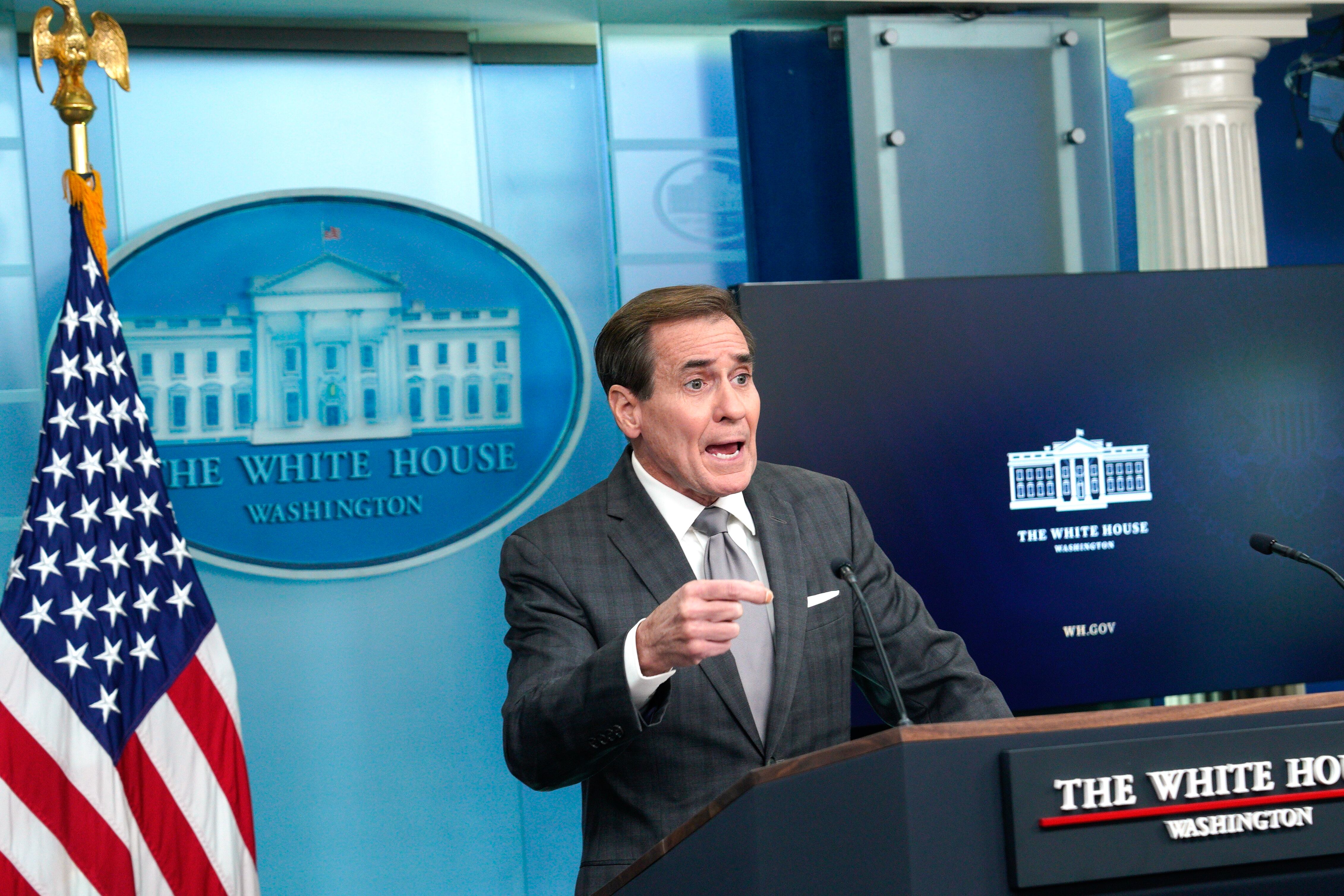 Washington (Usa), 30/11/2023.- National Security Council Strategic Communications Coordinator John Kirby speaks during a press briefing at the White House in Washington, DC, USA, 30 November 2023. EFE/EPA/YURI GRIPAS / POOL