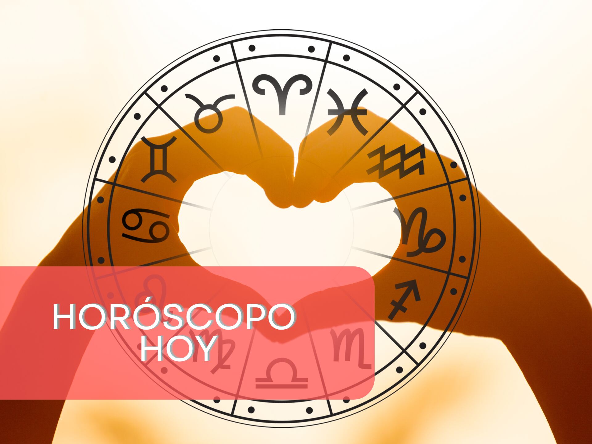 De fondo, unas manos formando un corazón, encima los signos del zodiaco en un círculo (GettyImages)