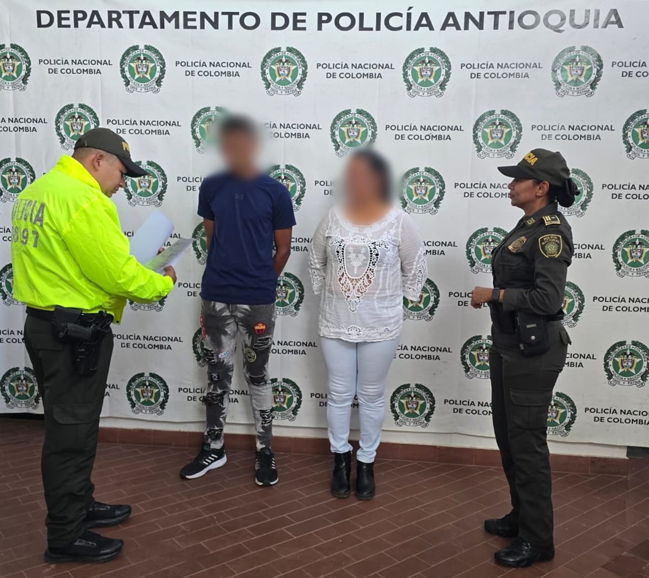 Capturados por el homicidio de líder social en Támesis. Foto: Policía Antioquia.