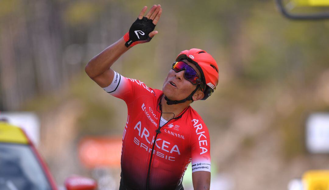 Nairo Quintana tras la victoria en la etapa 7 de la París-Niza 2020.
