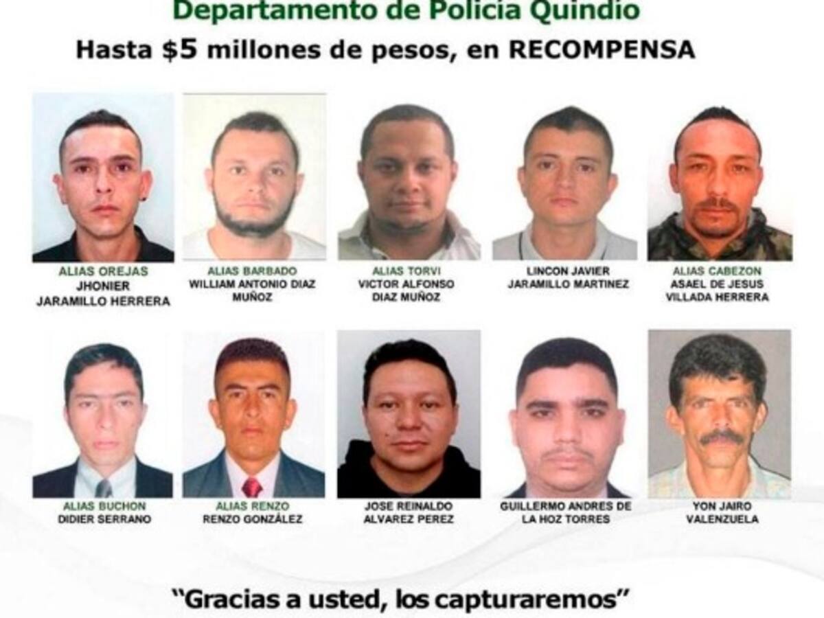 Hasta 20 millones de recompensa por información sobre delincuentes más buscados en el eje cafetero