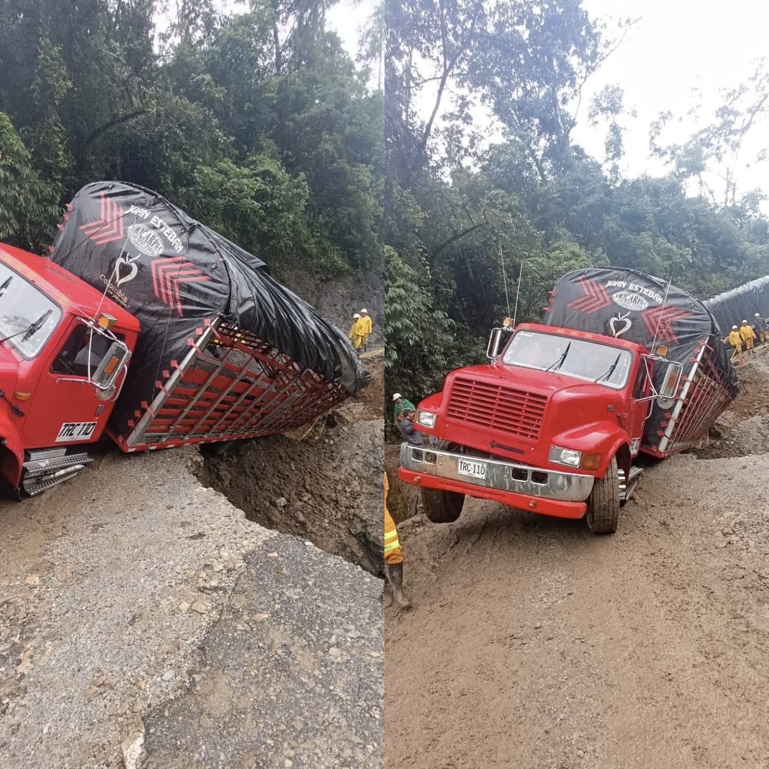 Accidente por mal estado de la carretera en la vía La Soberanía / Foto: Cortesía