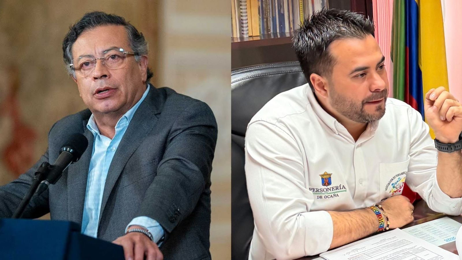 Gustavo Petro, presidente de Colombia; y Jorge Bohórquez, personero de Ocaña. / Foto: Caracol Radio.