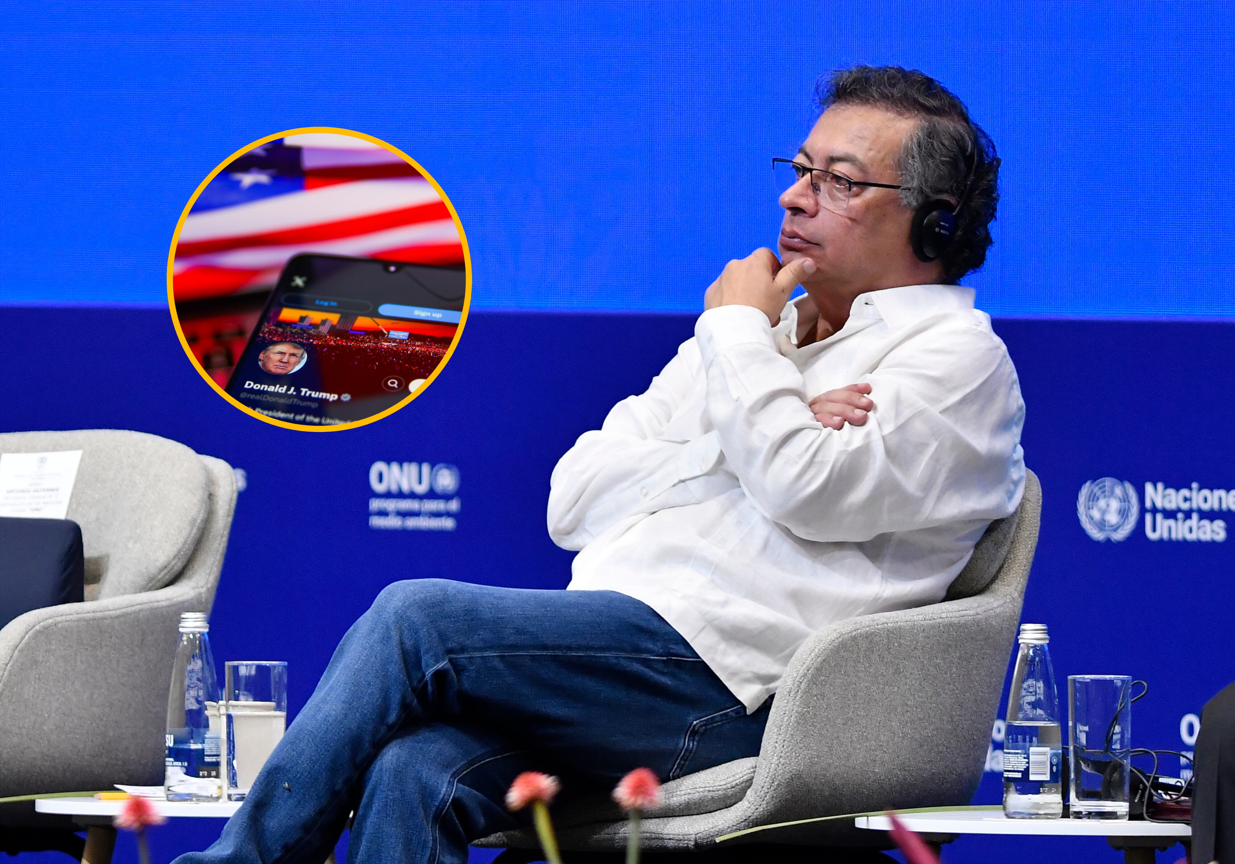 Imagen de referencia del presidente Gustavo Petro (Gabriel Aponte/Getty Images) y la cuenta de X del presidente de Estados Unidos, Donald Trump (Beata Zawrzel/NurPhoto vía Getty Images).