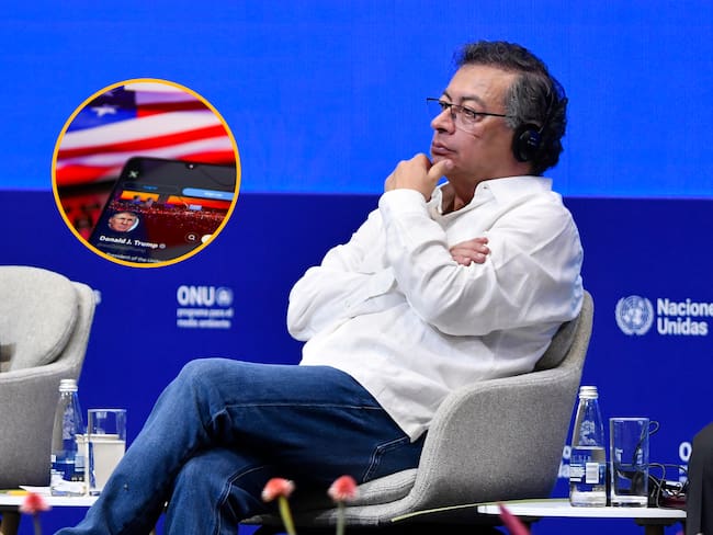 Imagen de referencia del presidente Gustavo Petro (Gabriel Aponte/Getty Images) y la cuenta de X del presidente de Estados Unidos, Donald Trump (Beata Zawrzel/NurPhoto vía Getty Images).