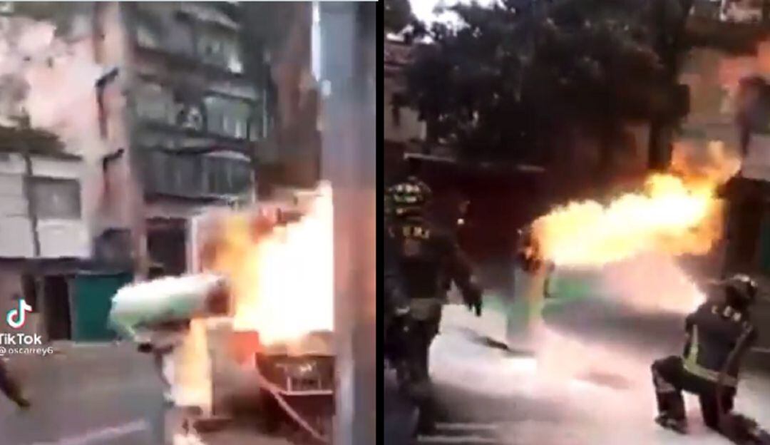 Bombero mexicano arriesgó su vida para evitar explosión de cilindro de gas