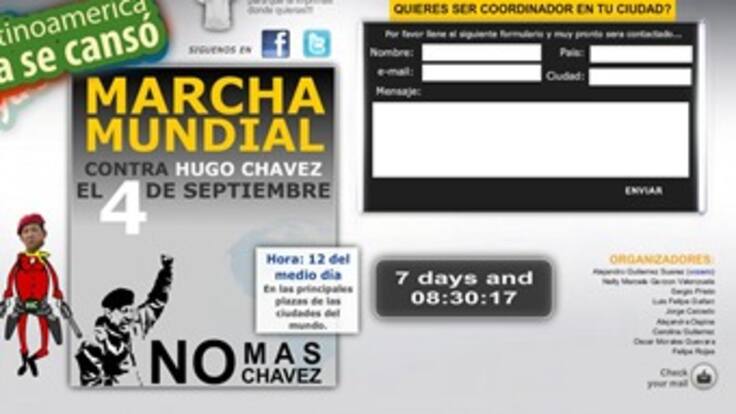 Convocan por Facebook y Twitter marcha mundial contra de Hugo Chávez