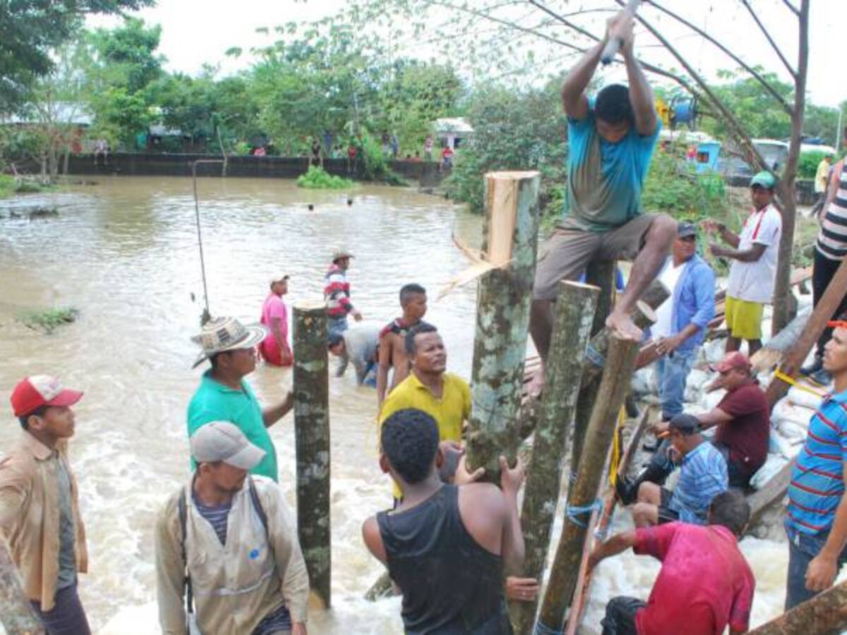 Con estacas y sacos de arena comunidad de Guaranda logra controlar emergencia provocada por río Cauca