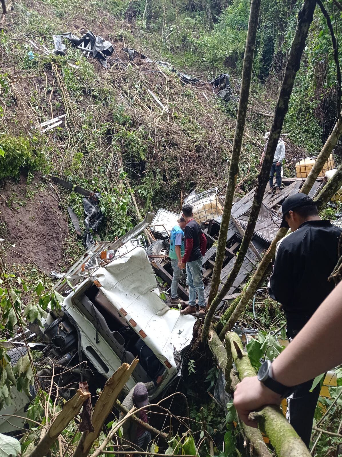 Vehículo de carga pesada se volcó en Hacarí. / Foto: Cortesía.