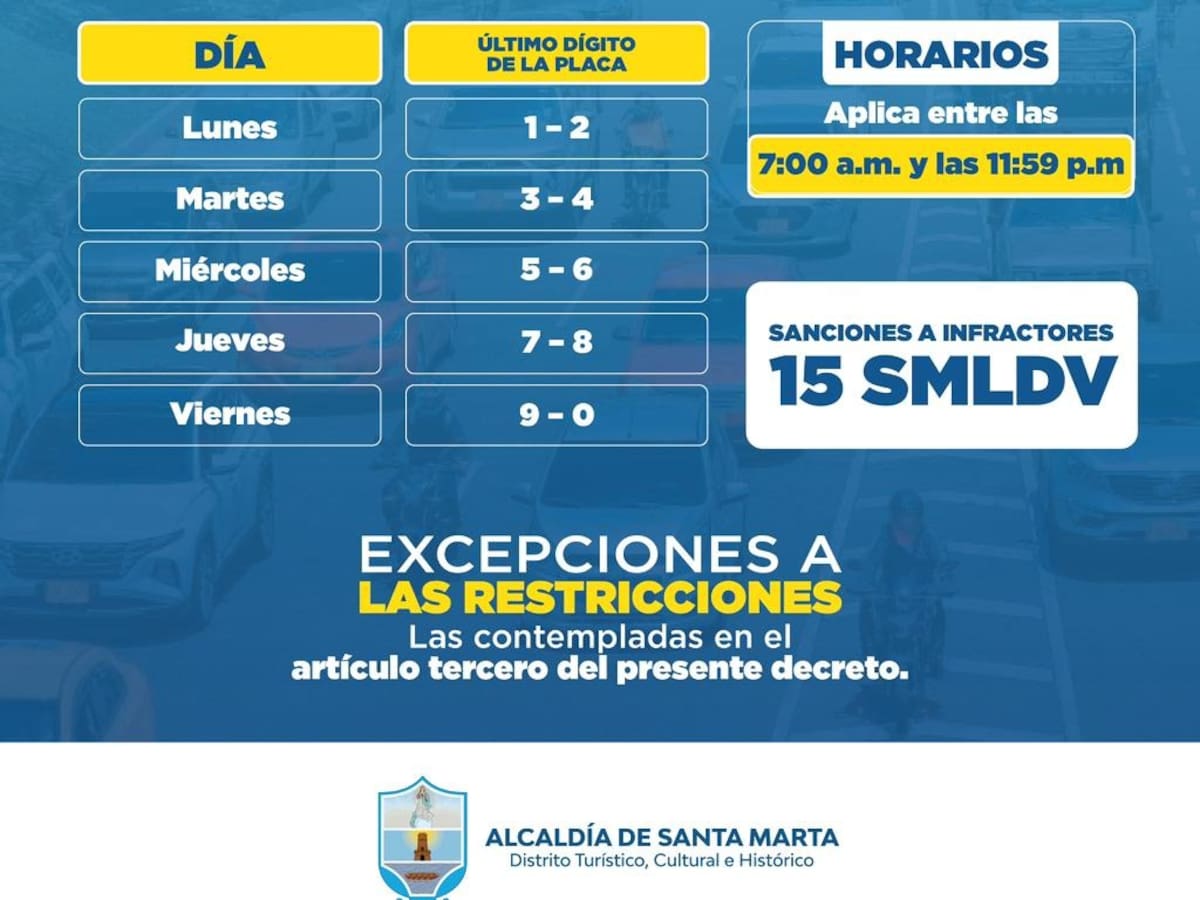 Santa Marta implementa nuevo pico y placa para transporte público especial