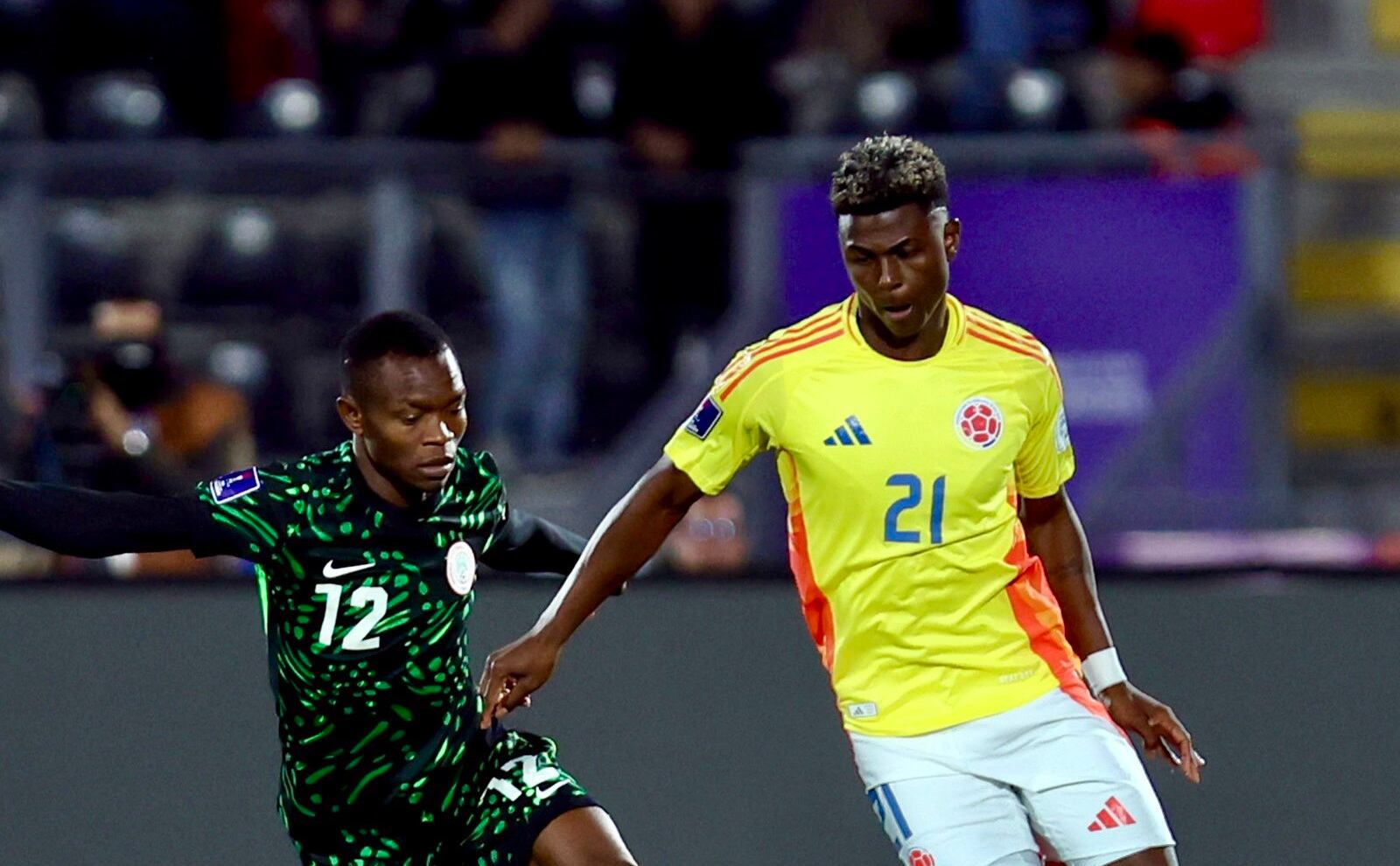 Neiser Villarreal en el partido de Colombia ante Arabia Saudita